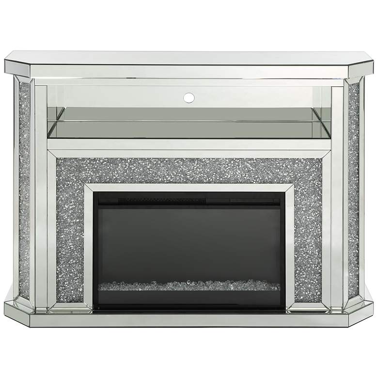 Image 4 Noralie 51"W Mirrored Faux Diamond LED Electric Fireplace more views