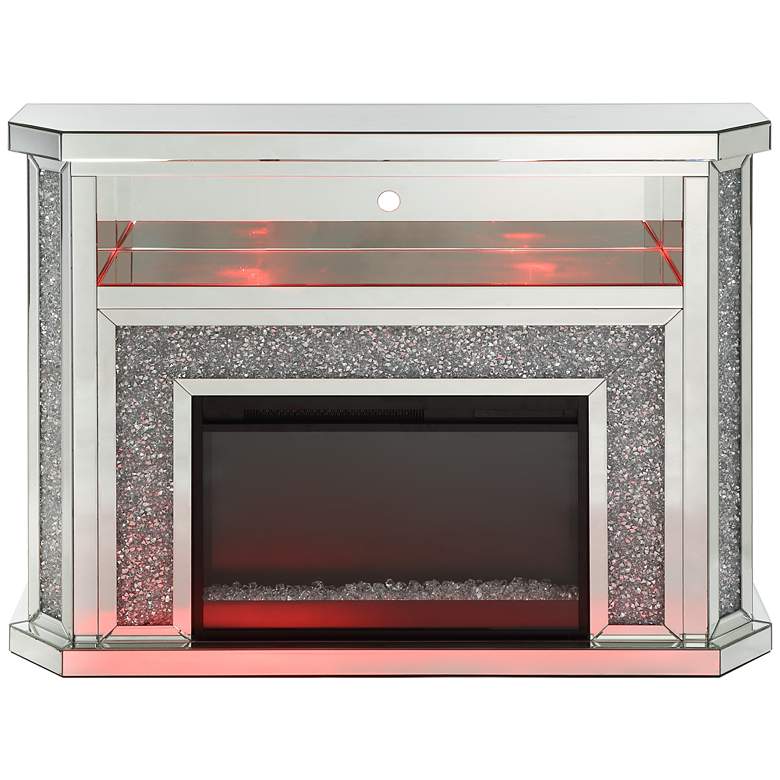Image 6 Noralie 51"W Mirrored Faux Diamond LED Electric Fireplace more views