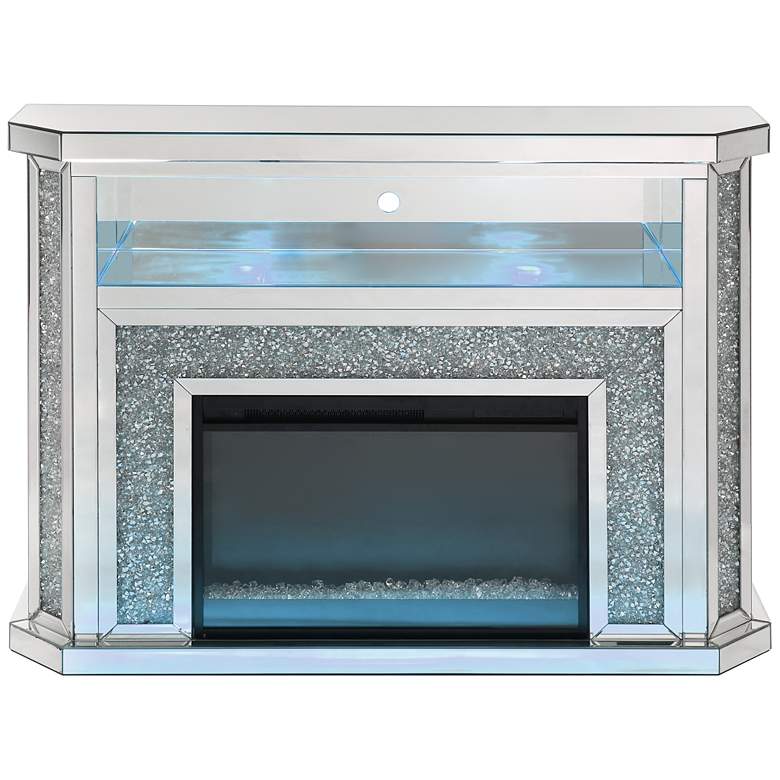 Image 7 Noralie 51"W Mirrored Faux Diamond LED Electric Fireplace more views