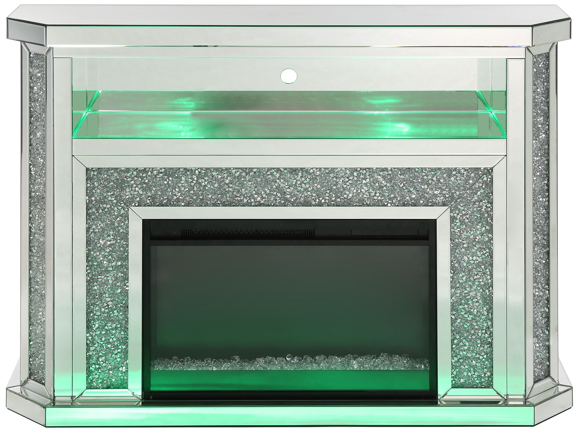 Noralie 51"W Mirrored Faux Diamond LED Electric Fireplace