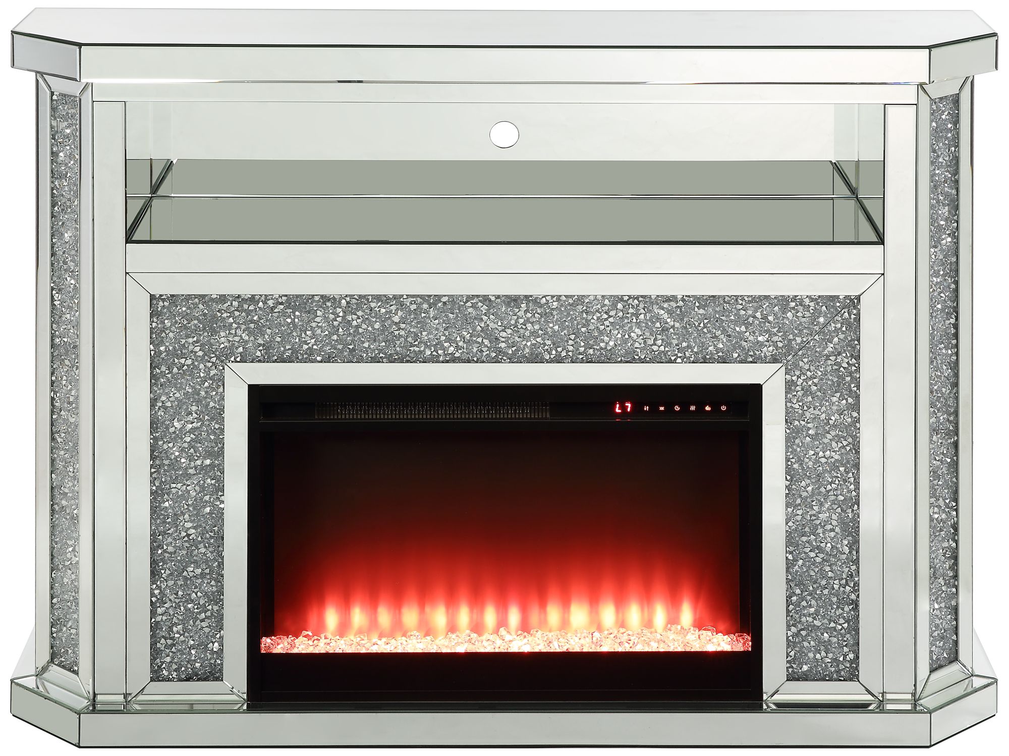 Noralie 51"W Mirrored Faux Diamond LED Electric Fireplace