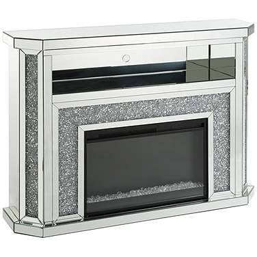 Noralie 51"W Mirrored Faux Diamond LED Electric Fireplace