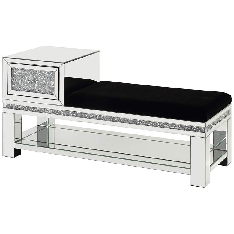 Noralie Black Faux Leather 1-Drawer Bench