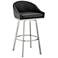 Noran 25.5 in. Swivel Barstool in Stainless Steel, Black Faux Leather