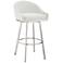 Noran 25.5 in. Swivel Barstool in Stainless Steel, White Faux Leather