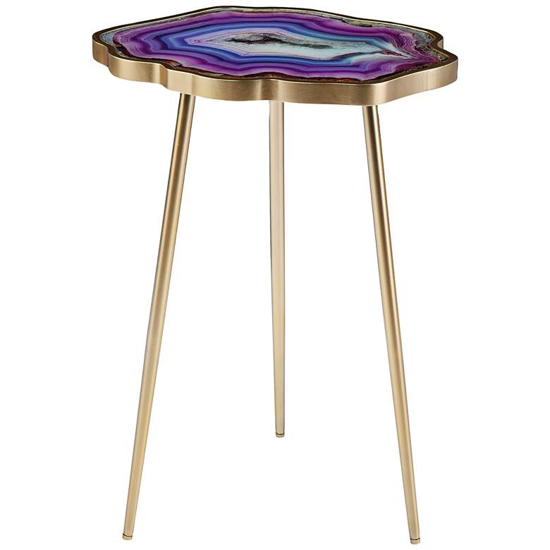 Image 2 Norcova 17 1/2 inch Wide Purple Faux Stone Tripod Side Table