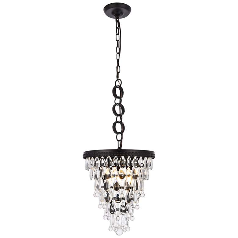 Image 3 Nordic 13" Wide Black Crystal 3-Light Pendant