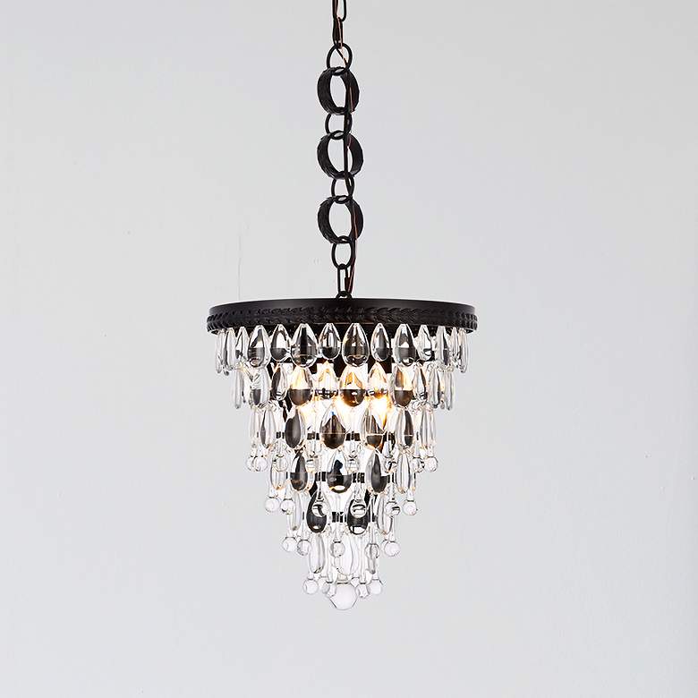 Image 1 Nordic 13" Wide Black Crystal 3-Light Pendant