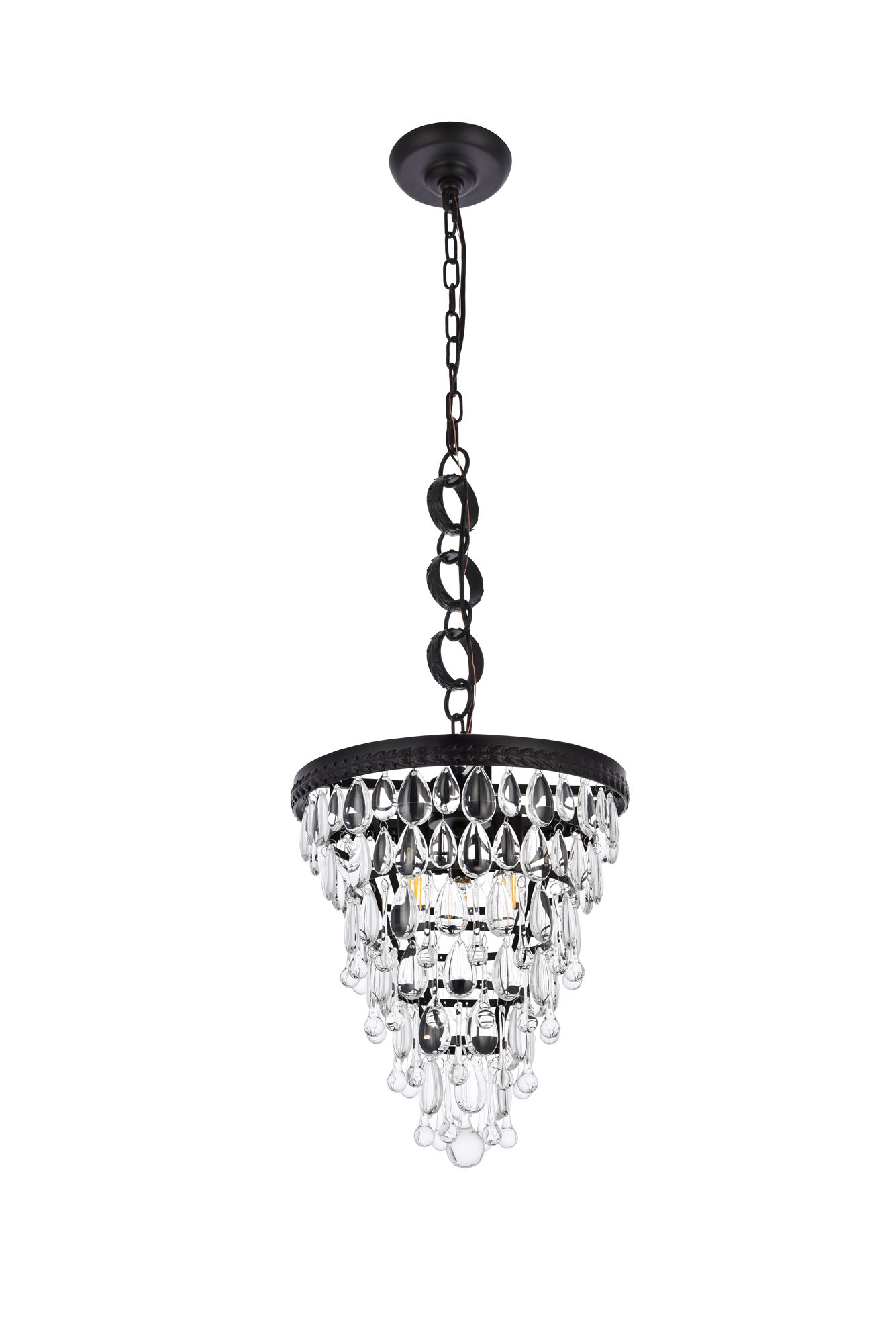 Nordic 13" Wide Black Crystal 3-Light Pendant in scene