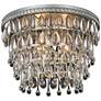 Nordic 15"W 3-Light Antique Silver and Crystal Ceiling Light