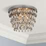 Nordic 15"W 3-Light Antique Silver and Crystal Ceiling Light