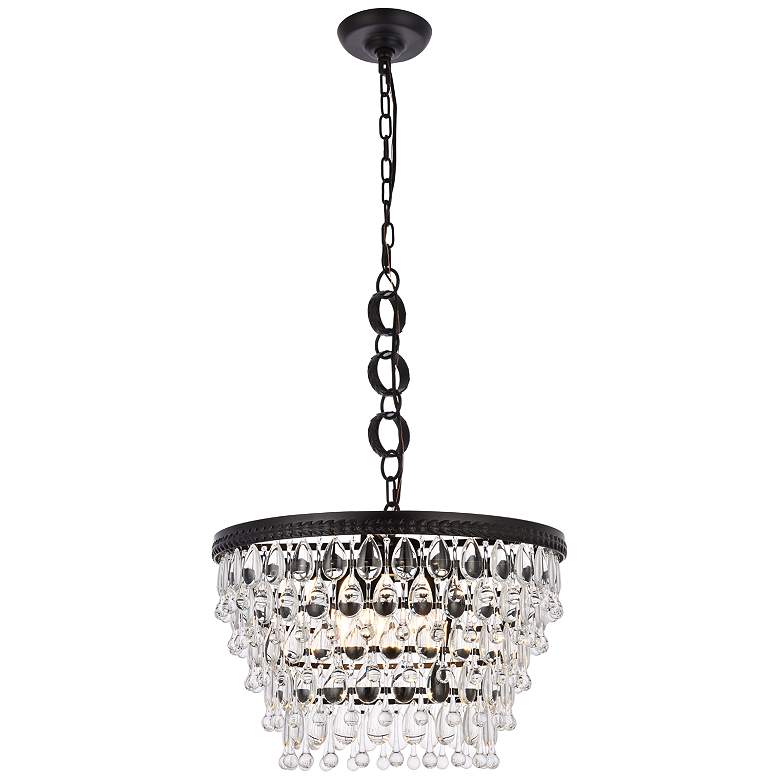 Image 2 Nordic 19" Wide Black and Clear Crystal 5-Light Pendant