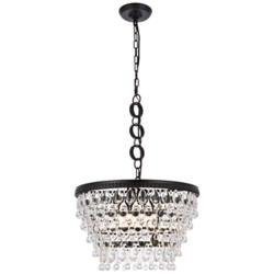 Nordic 19" Wide Black and Clear Crystal 5-Light Pendant