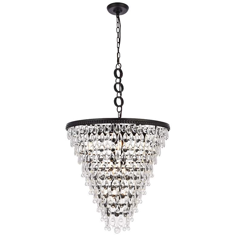 Image 1 Nordic 24" Wide Black Crystal 7-Light Chandelier
