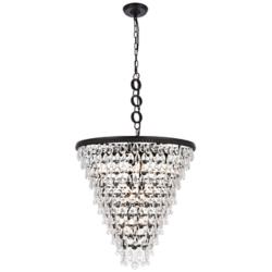 Nordic 24" Wide Black Crystal 7-Light Chandelier