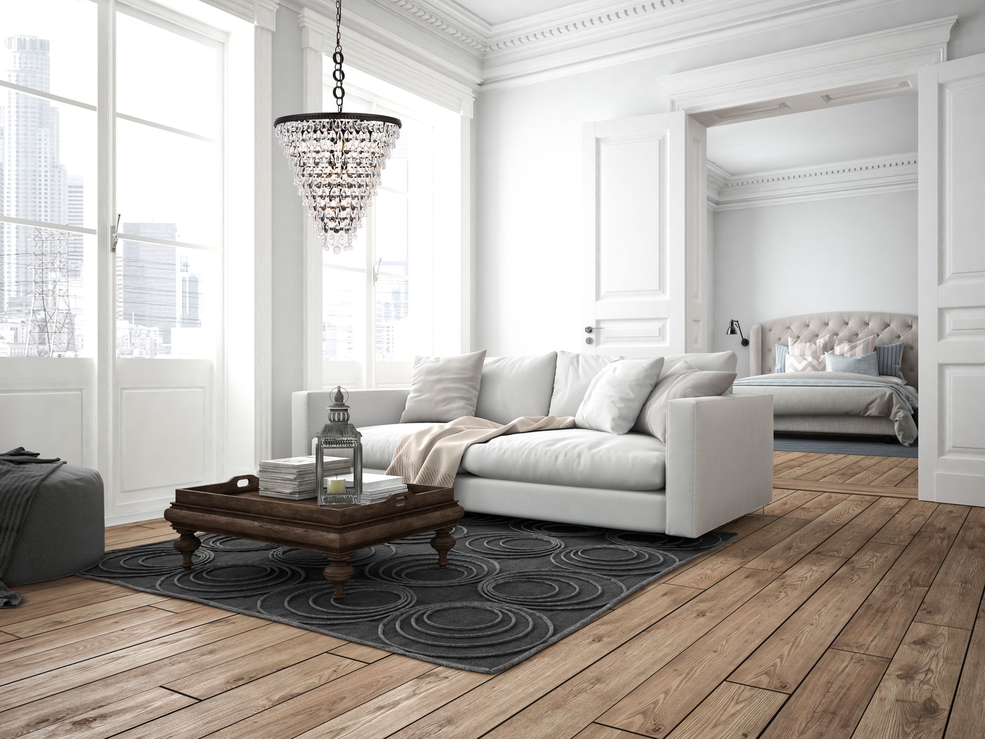 Image 2 Nordic 24" Wide Black Crystal 7-Light Chandelier more views