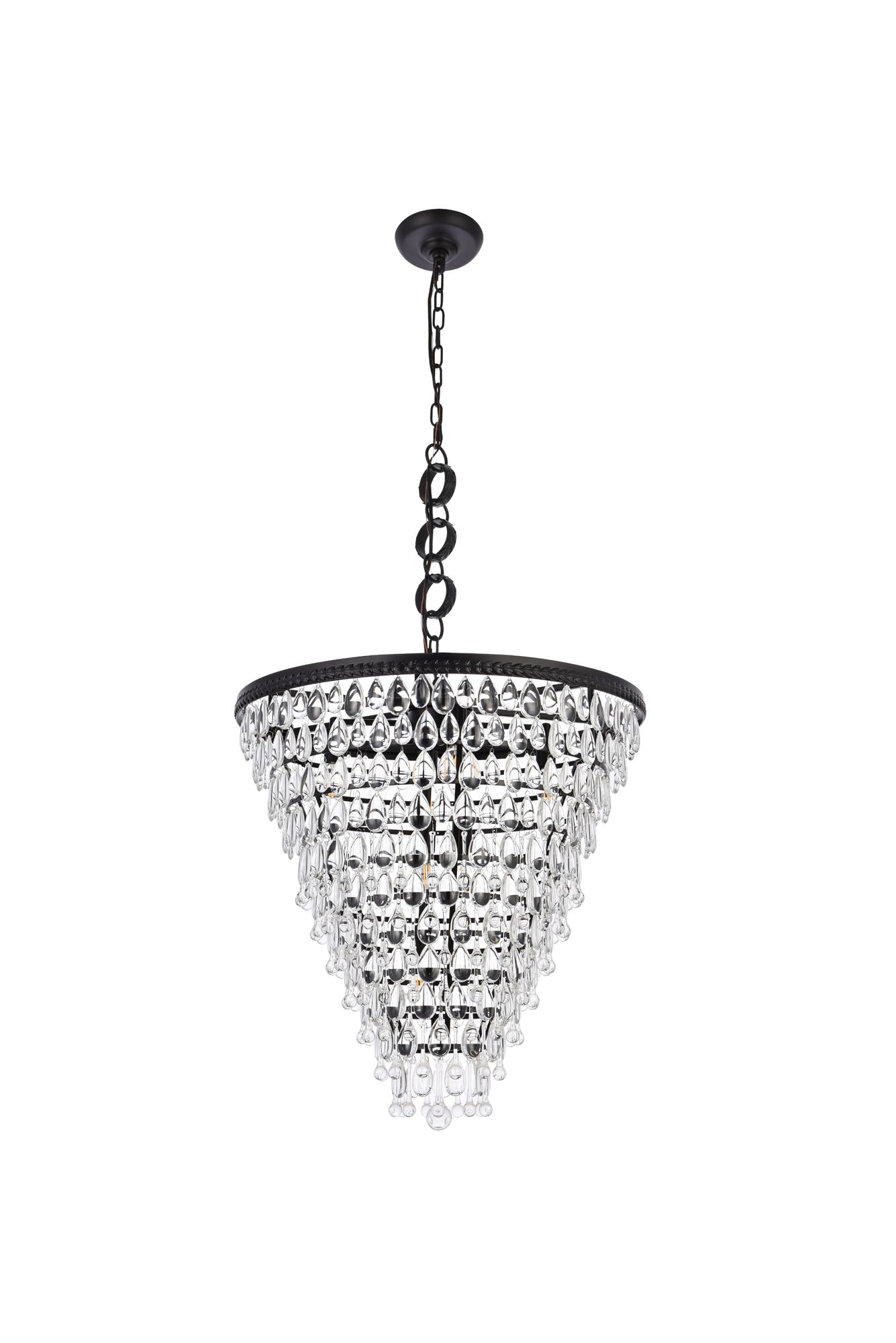 Nordic 24" Wide Black Crystal 7-Light Chandelier