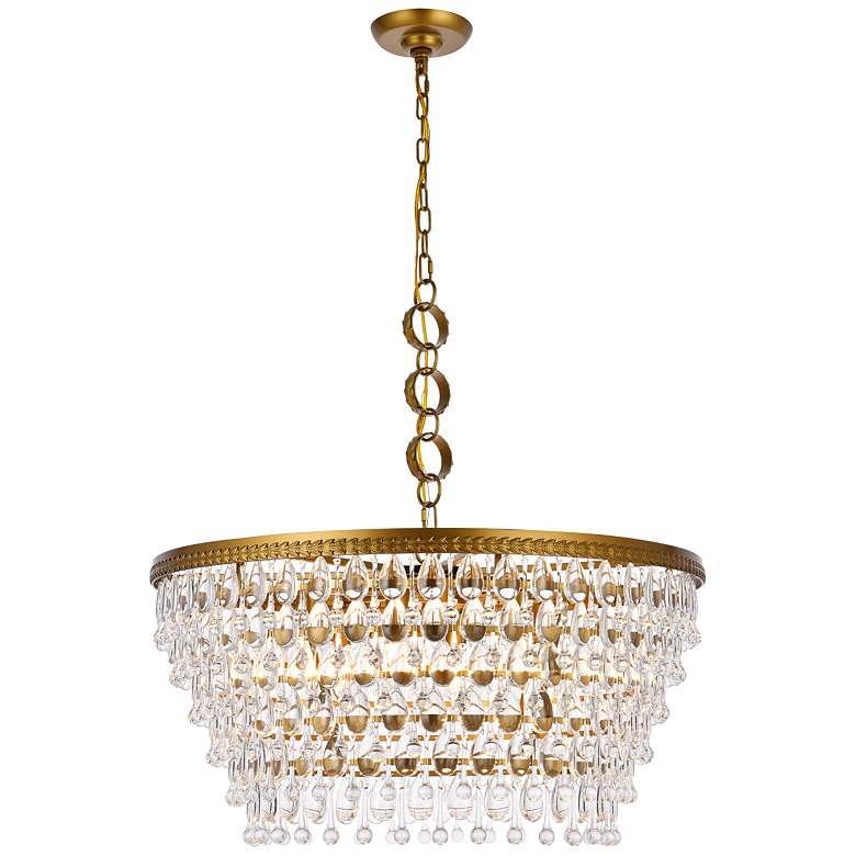 Image 1 Nordic 28" Wide Brass and Clear Crystal Chandelier