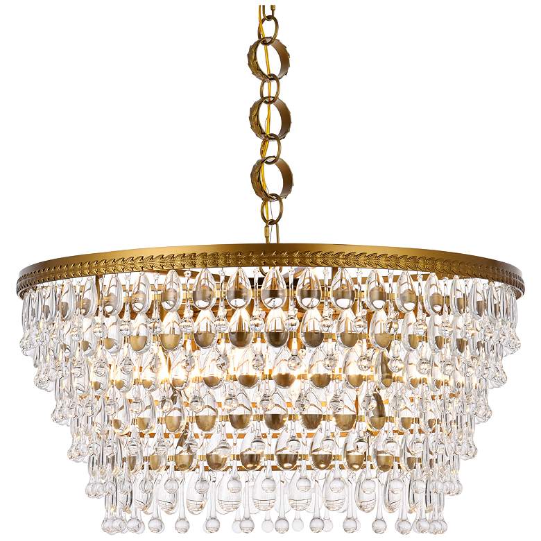 Image 3 Nordic 28" Wide Brass and Clear Crystal Chandelier more views
