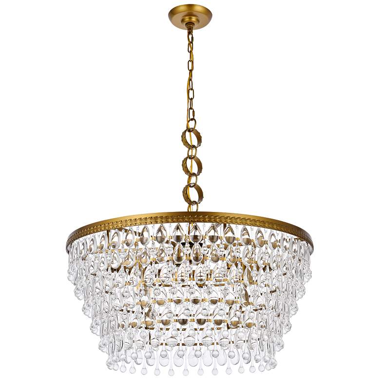 Image 7 Nordic 28" Wide Brass and Clear Crystal Chandelier more views