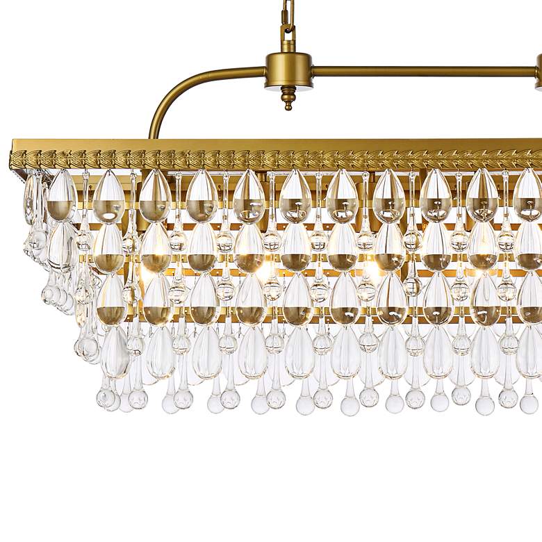Image 3 Nordic 32" Wide Brass and Clear Crystal 6-Light Pendant more views