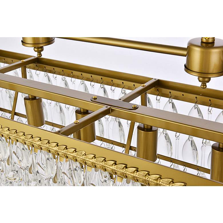 Image 5 Nordic 32" Wide Brass and Clear Crystal 6-Light Pendant more views