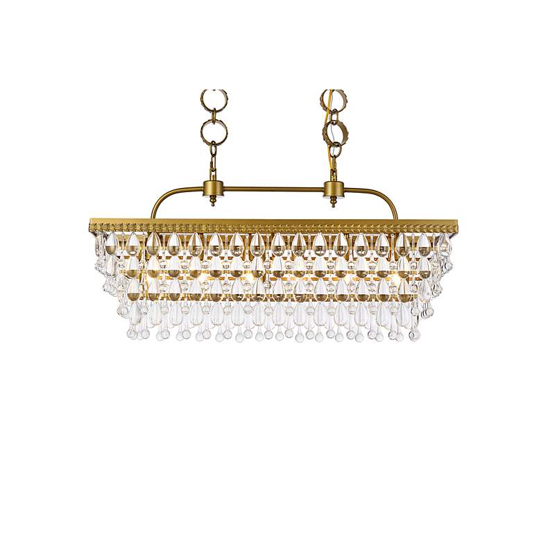 Image 7 Nordic 32" Wide Brass and Clear Crystal 6-Light Pendant more views