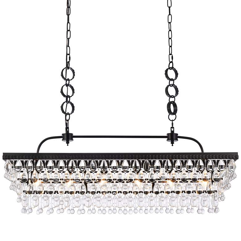 Image 3 Nordic 40" Wide Black Iron Clear Glass 6-Light Pendant