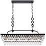 3_Nordic 40" Wide Black Iron Clear Glass 6-Light Pendant
