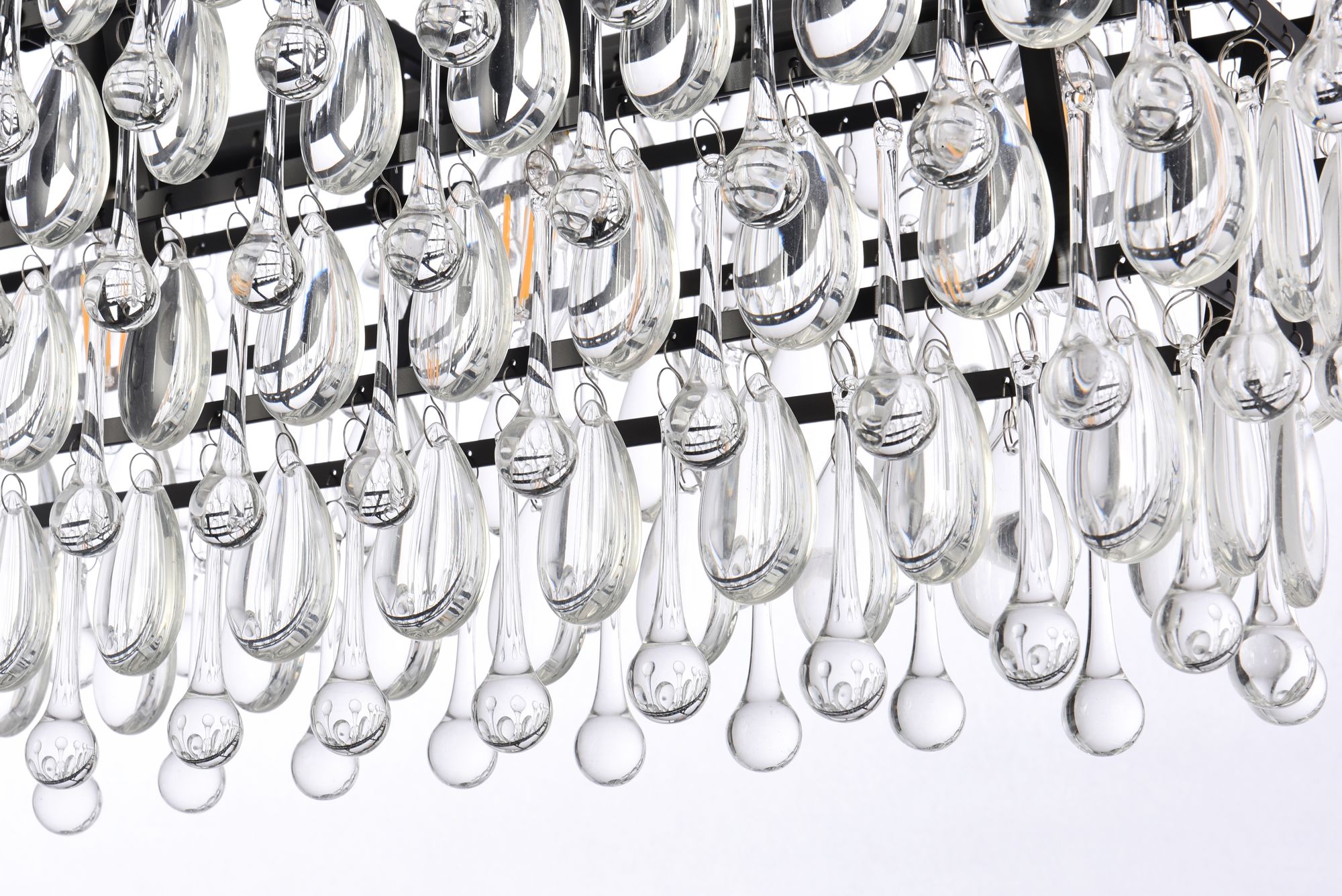 Nordic 40" Wide Black Iron Clear Glass 6-Light Pendant in scene