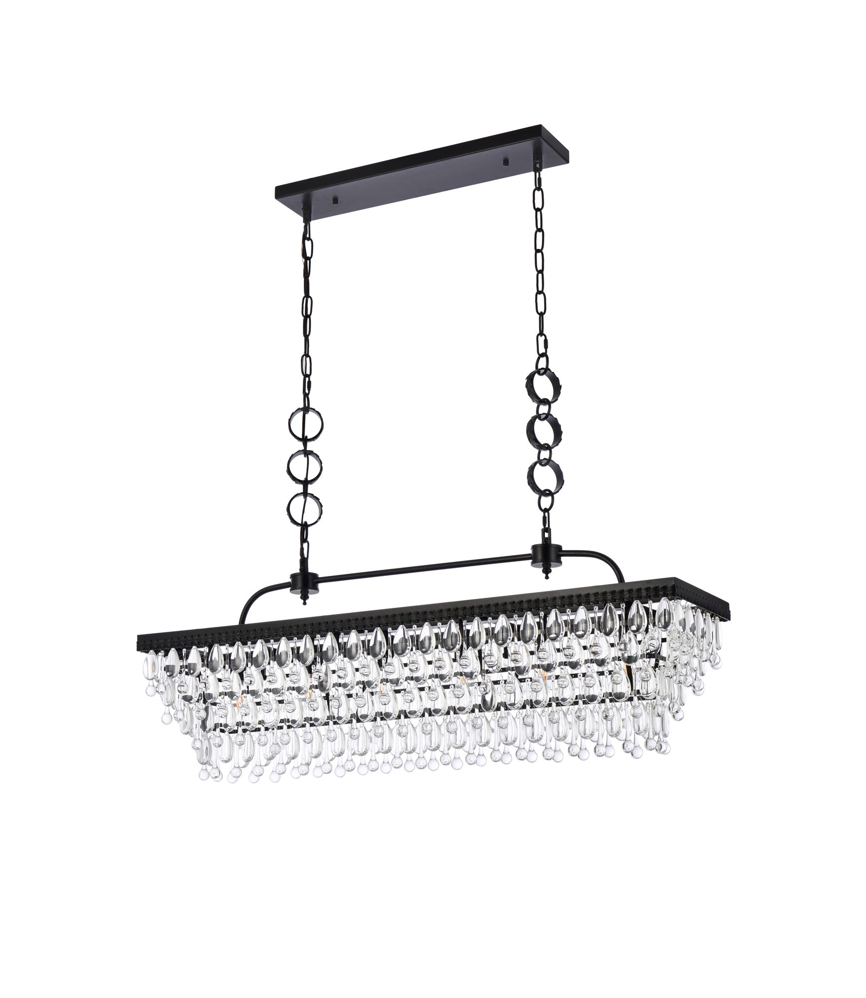 Nordic 40" Wide Black Iron Clear Glass 6-Light Pendant in scene