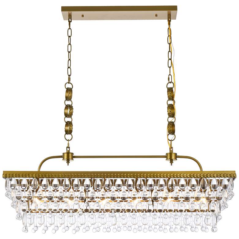 Image 2 Nordic 40" Wide Brass and Clear Glass 6-Light Linear Pendant