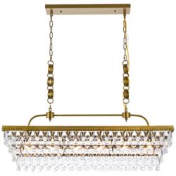 Nordic 40" Wide Brass and Clear Glass 6-Light Linear Pendant