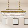1_Nordic 40" Wide Brass and Clear Glass 6-Light Linear Pendant