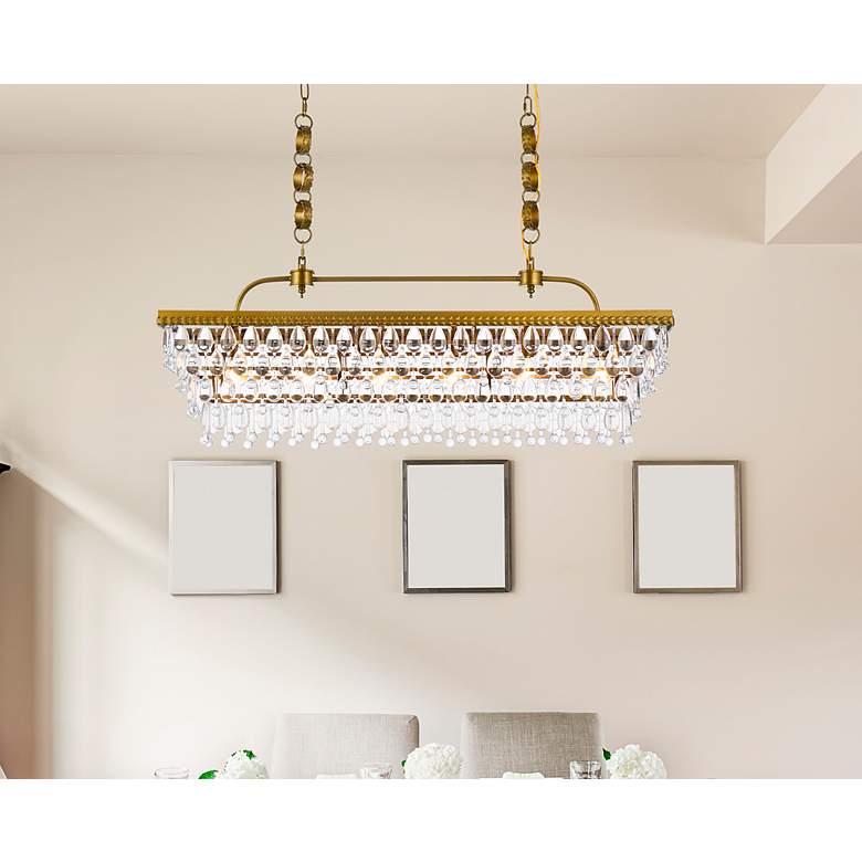 Image 3 Nordic 40" Wide Brass and Clear Glass 6-Light Linear Pendant more views