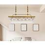 3_Nordic 40" Wide Brass and Clear Glass 6-Light Linear Pendant more views