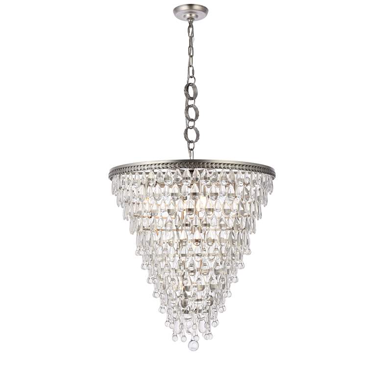 Image 1 Nordic 7 Lt Antique Silver Chandelier Clear