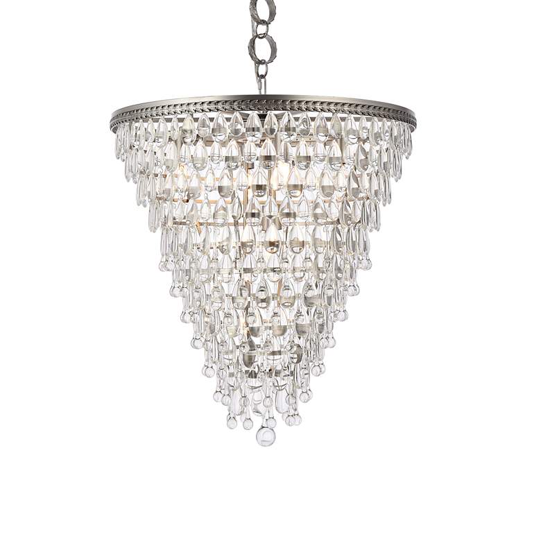 Image 4 Nordic 7 Lt Antique Silver Chandelier Clear more views