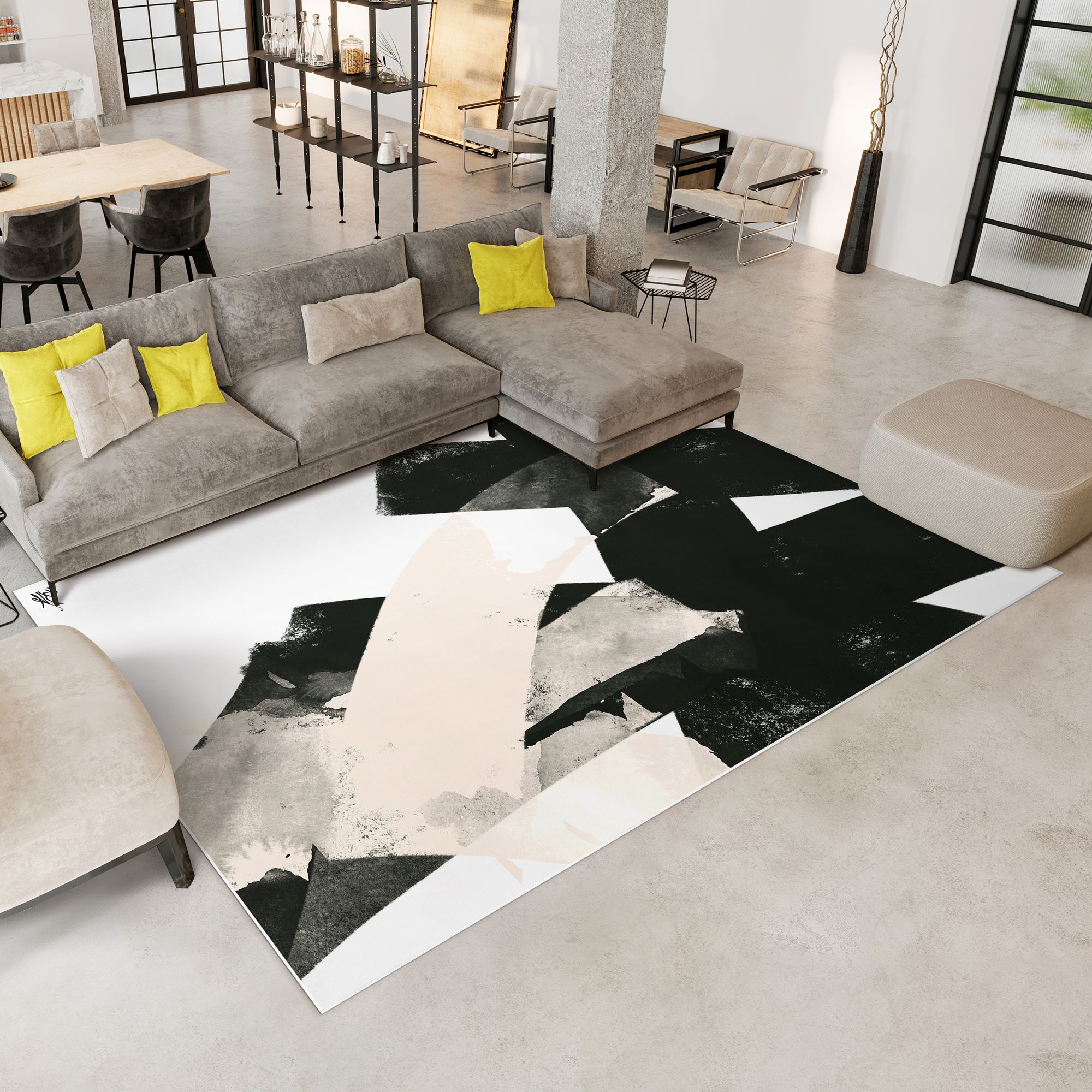 Image 2 Nordic II Washable Abstract Art Area Rug size 8'x10' more views