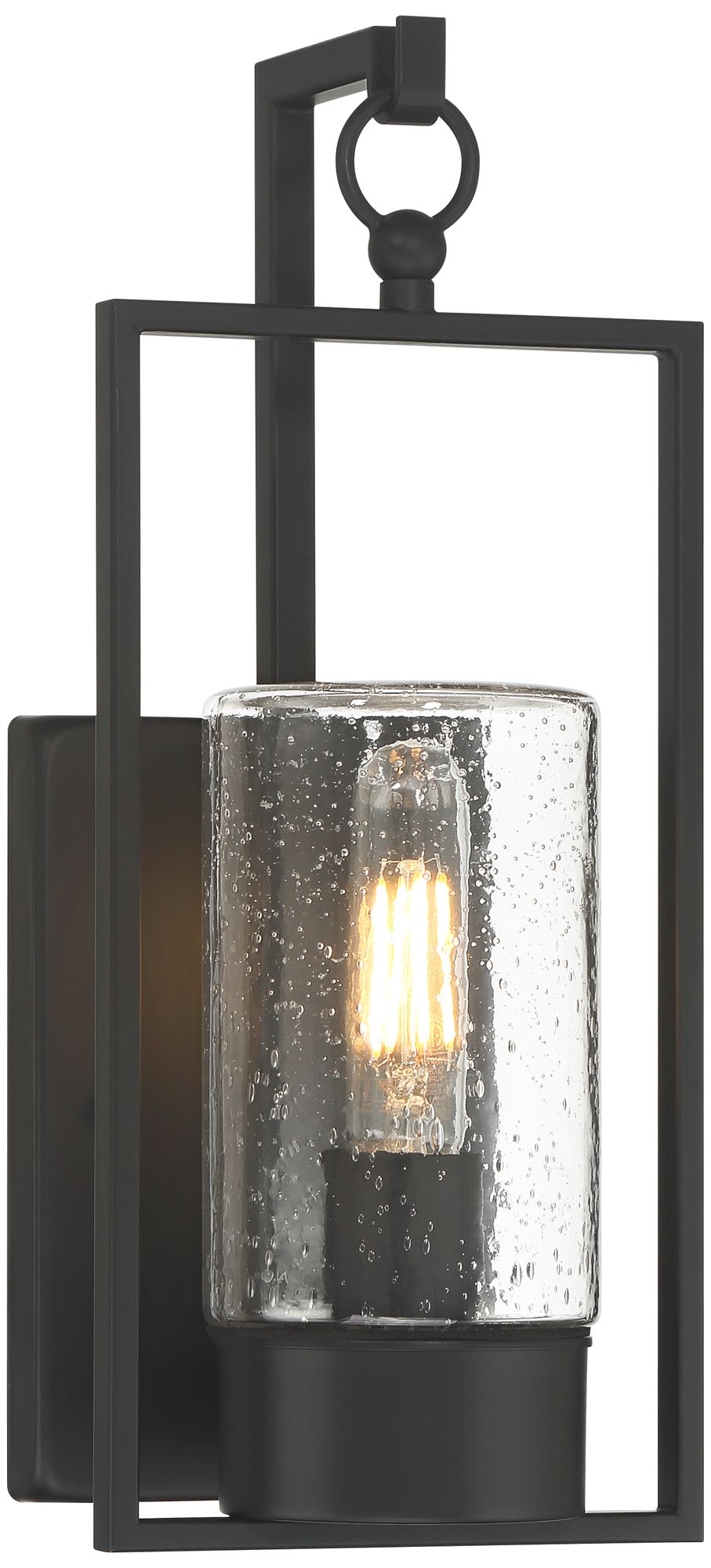Image 2 Nordvik 15" High Black and Seeded Glass Outdoor Wall Light