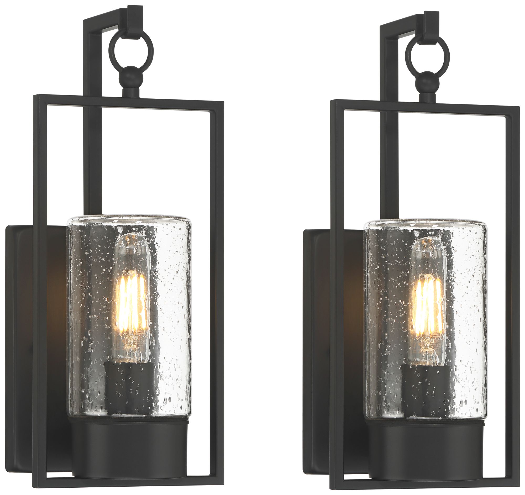 Image 2 Nordvik 15" High Black Outdoor Wall Light Set of 2