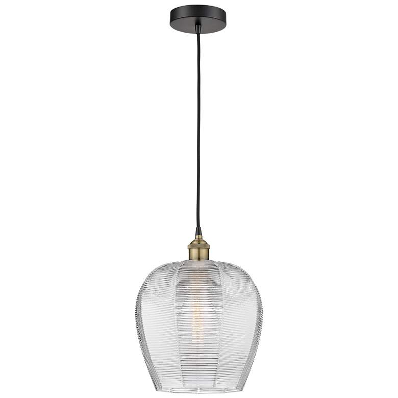Image 1 Norfolk 12" Wide Antique Brass with Clear Glass Mini Pendant