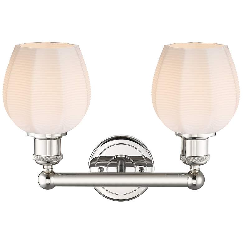 Image 2 Norfolk 14.75"W 2 Light Polished Nickel Bath Vanity Light With White S more views