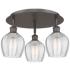 Norfolk 17.5"W 3 Light Oil Rubbed Bronze Flush Mount With Clear Glass 