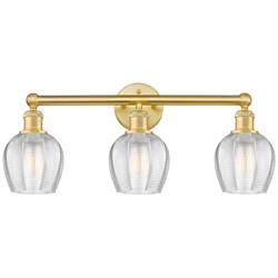 Norfolk 23.75&quot; Wide 3 Light Satin Gold Bath Vanity Light With Clear Sh