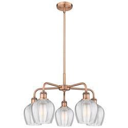 Norfolk 23.75&quot;W 5 Light Copper Stem Hung Chandelier With Clear Shade