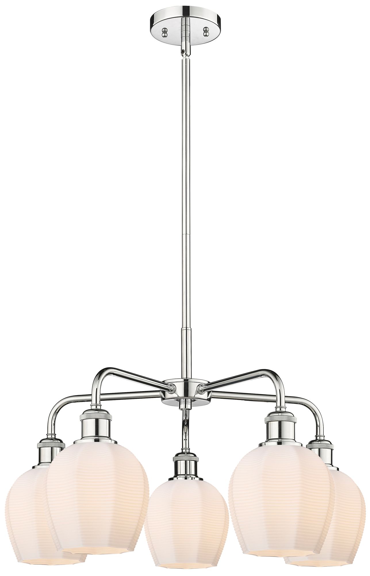 Norfolk 23.75"W 5 Light Polished Chrome Stem Hung Chandelier w/ White