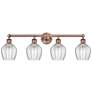 Norfolk 32.75"W 4 Light Antique Copper Bath Vanity Light With Clear Sh