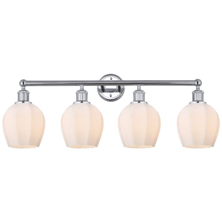 Image 1 Norfolk 33" 4-Light Polished Chrome Bath Light w/ Matte White Shade