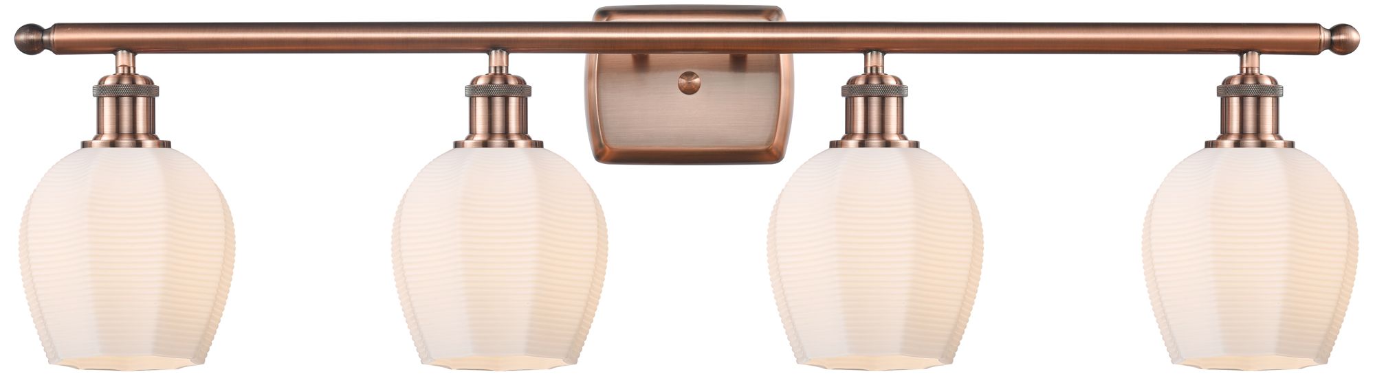 Norfolk 36" Wide 4 Light Copper Bath Vanity Light w/ Matte White Shade - #386M7 | Lamps Plus